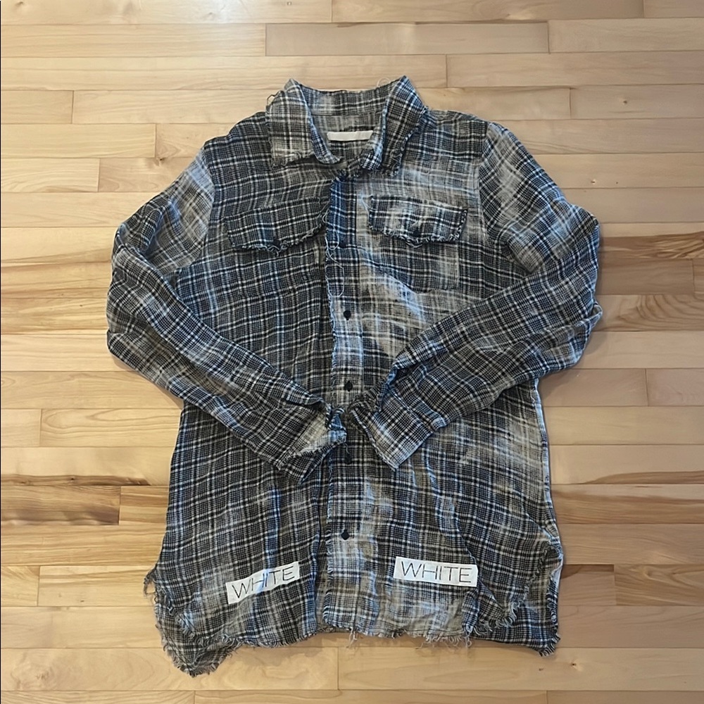 Off-White Black and Gray Plaid Jacket